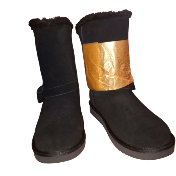 koolaburra by ugg black Faux Fur Short Boots - - Picture 1 of 11